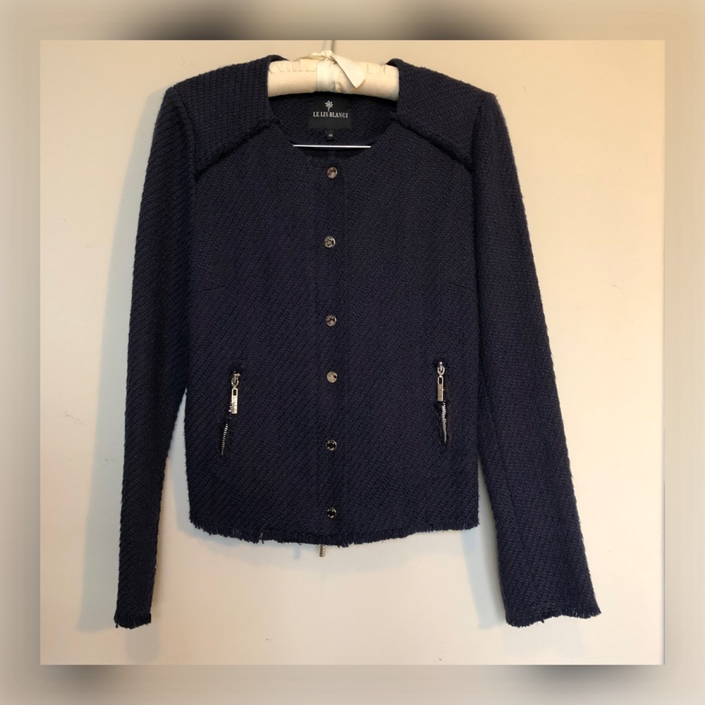 Tweed Zip Jacket - inspired by IRO tweed jacket - Indigo Blue